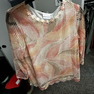 Alfred Dunner Women's Multicolor Mesh Top